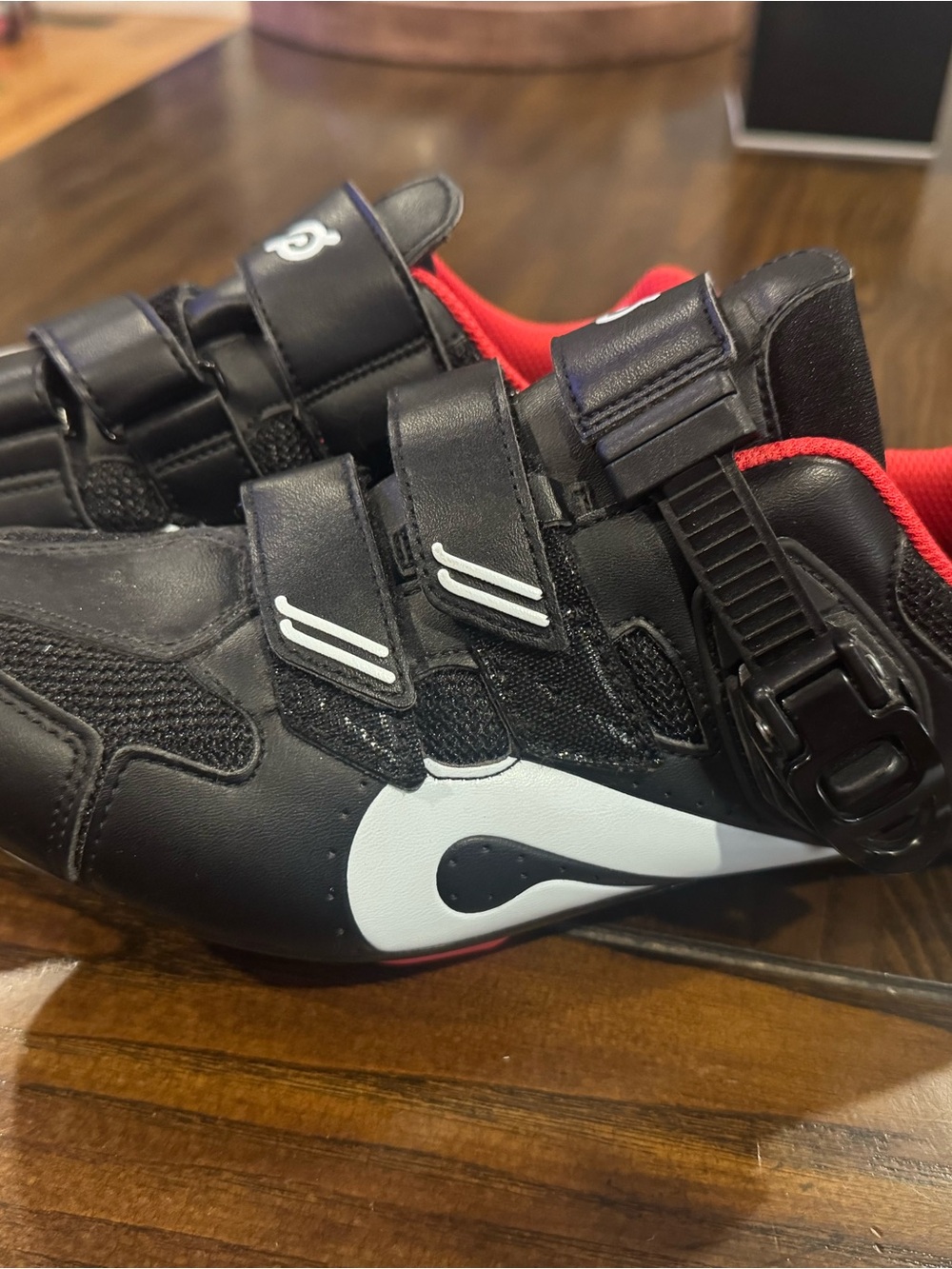 Peloton Black and Red Men's/Unisex Cycling Shoes with White Accent